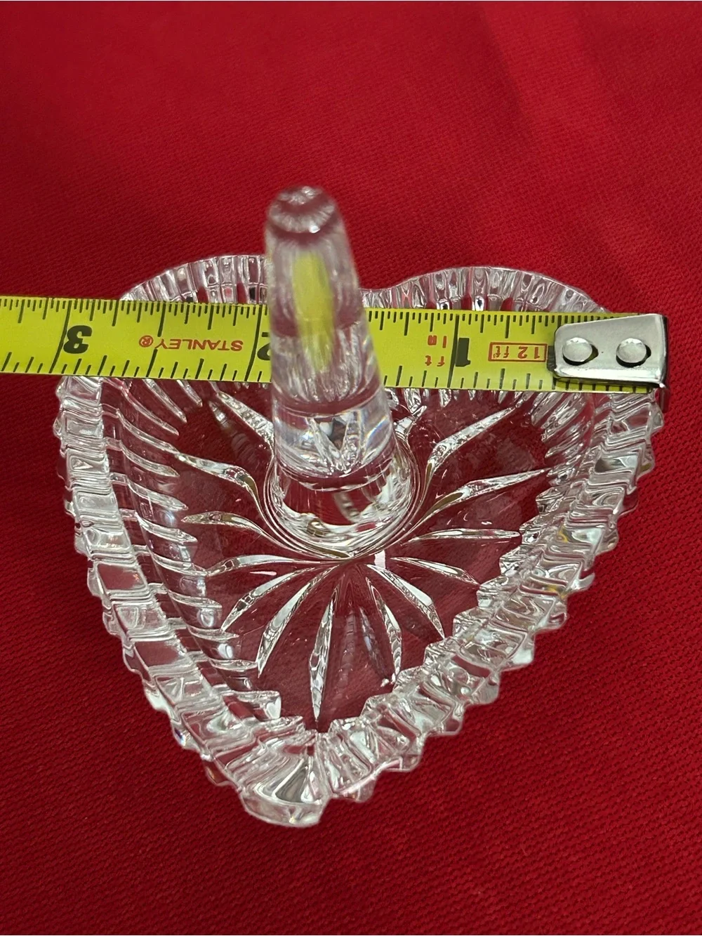 Waterford Crystal Clear Heart Ring Stand with Faceted Peg